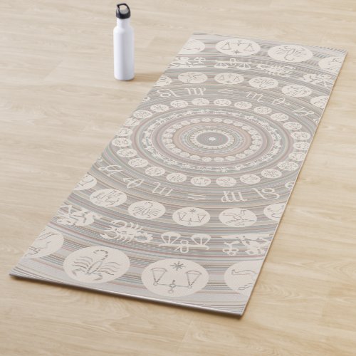 Zodiac Signs Medallion Neutral Boho Yoga Mat