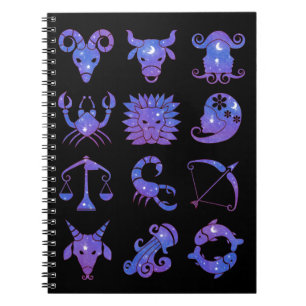 Zodiac Signs Notebook in Starry Blue