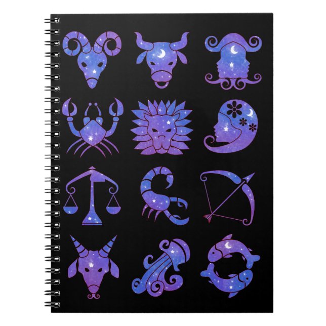 Zodiac Signs Notebook in Starry Blue (Front)