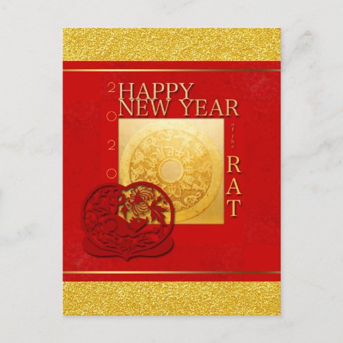 Zodiac Signs Rat Papercut Chinese Year 2020 PostC Postcard