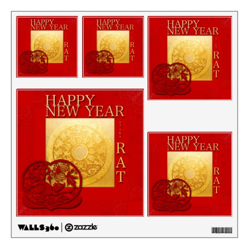 Zodiac Signs Rat Papercut Chinese Year 2020 WSD Wall Decal