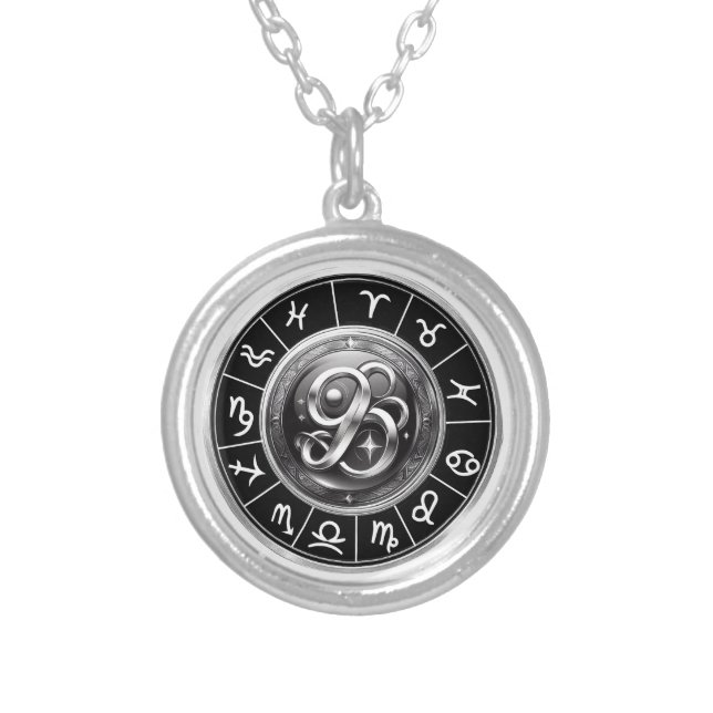 Zodiac signs silver plated necklace (Front)