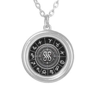 Zodiac signs silver plated necklace