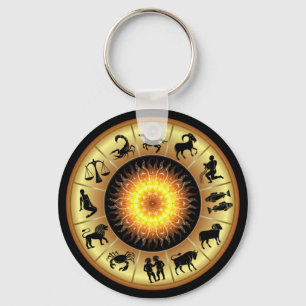 Zodiac Signs ~ Toasted Sun Center ~ Keychain