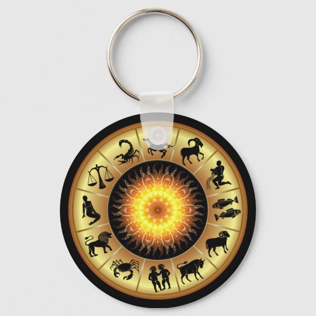 Zodiac Signs ~ Toasted Sun Center ~ Keychain (Front)