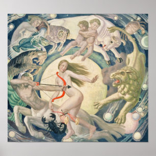 Zodiac Signs Vintage Celestial Map