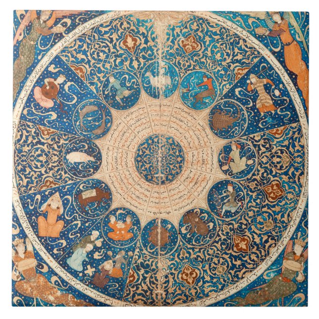 Zodiac Signs Vintage Celestial Map Ceramic Tile (Front)
