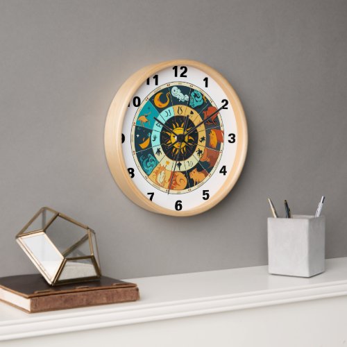 Zodiac signs wall clock