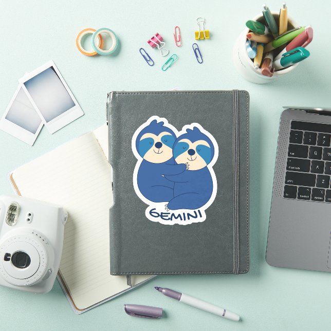 ZODIAC SIGNS WITH SLOTHS AND COFFEE GEMINI STICKER (iPad Cover)
