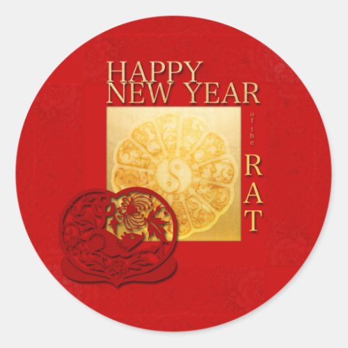Zodiac signs Yin Yang Chinese Rat Year 2020 Round Classic Round Sticker