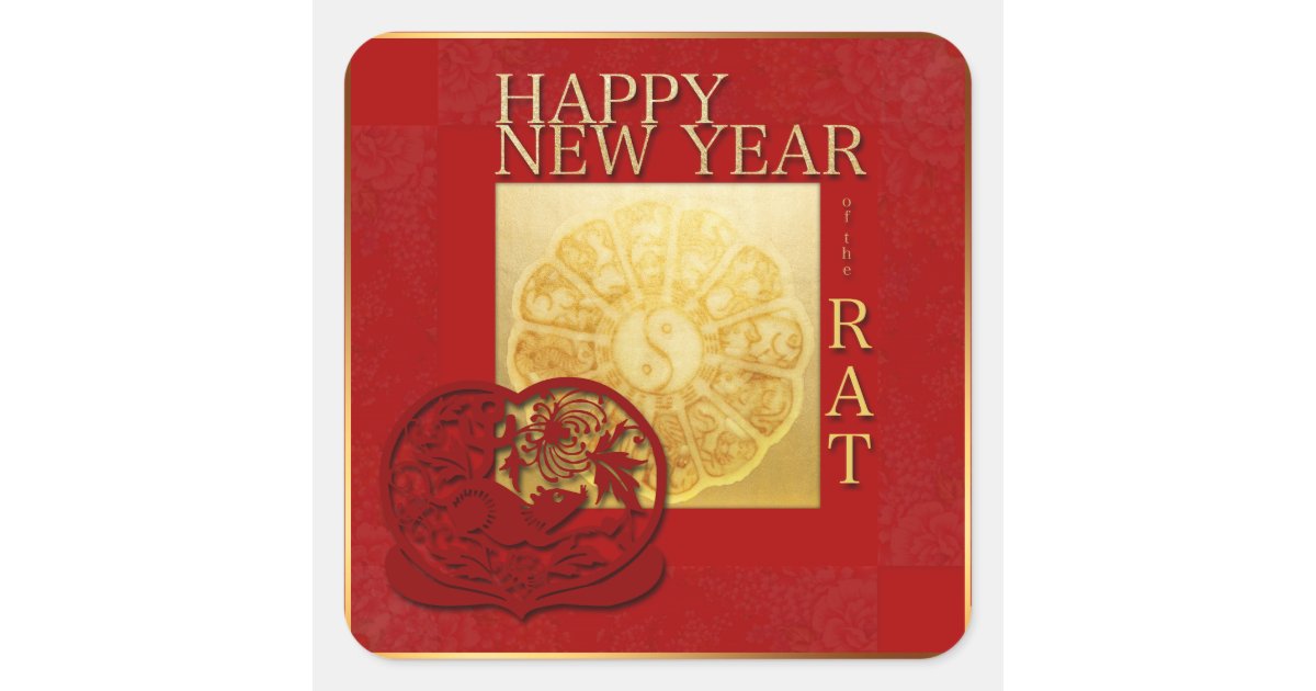 Zodiac Signs Yin Yang Chinese Rat Year 2020 Square Square Sticker Zazzle Com