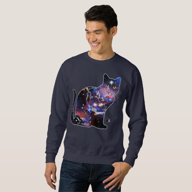 Zodiac Space In Cat T-shirt Sweatshirt (Front Full)