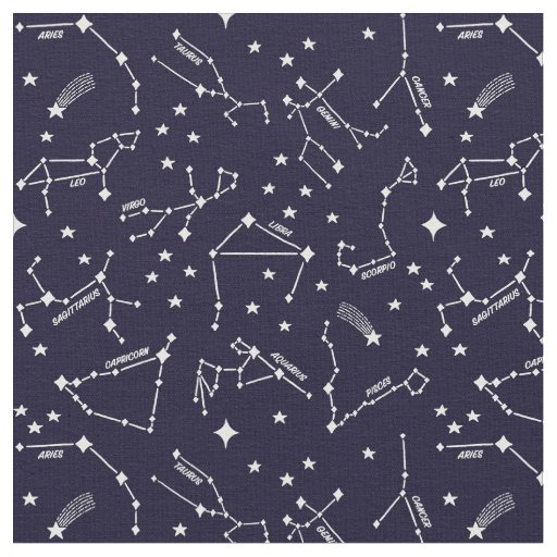 Zodiac Star Maps White On Dark Blue Cheeky Witch® Fabric