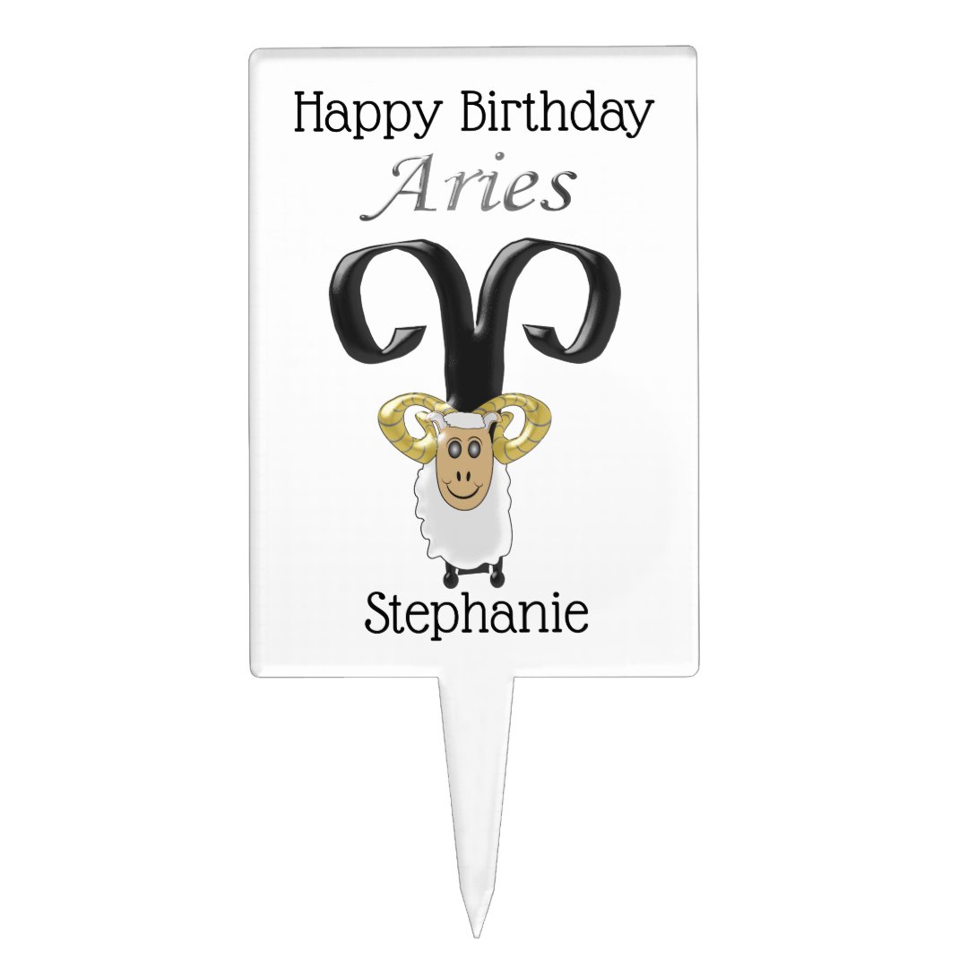 Zodiac Star Sign Aries Birthday Cake Topper Zazzle