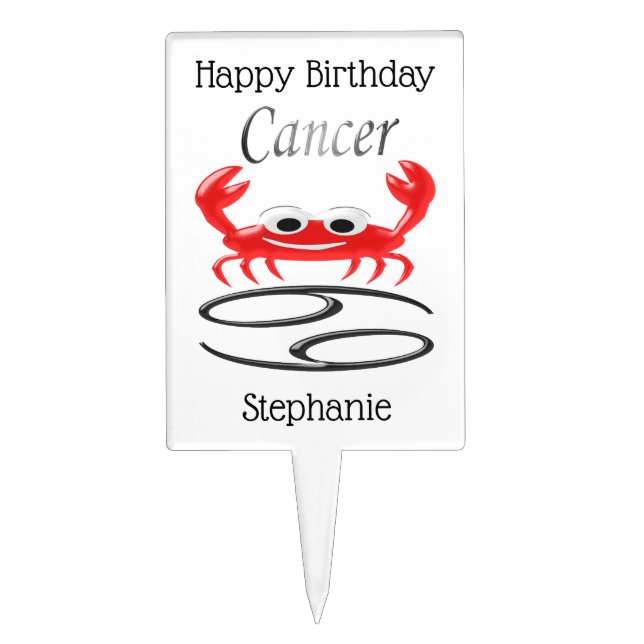 Zodiac Star Sign Cancer Birthday Cake Topper (Front)