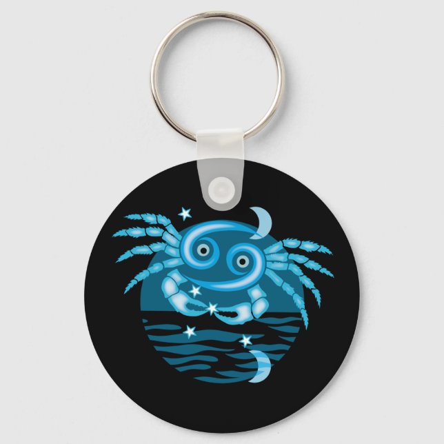 Zodiac Star Sign - Cancer Symbol Keychain (Front)