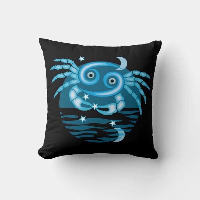Zodiac Star Sign - Cancer Symbol Throw Pillow (Front)