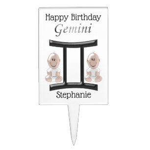 Zodiac Star Sign Gemini Birthday Cake Topper