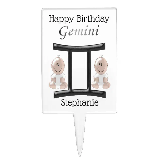 Zodiac Star Sign Gemini Birthday Cake Topper Zazzle