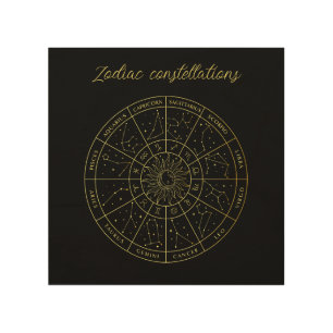 Zodiac star sign horoscope constellations map gold
