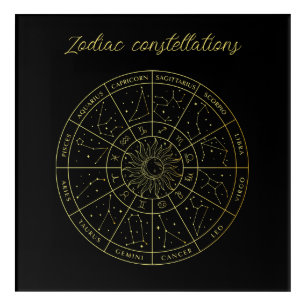 Zodiac star sign horoscope constellations map gold acrylic print