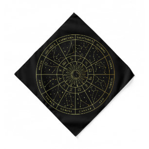 Zodiac star sign horoscope constellations map gold bandana