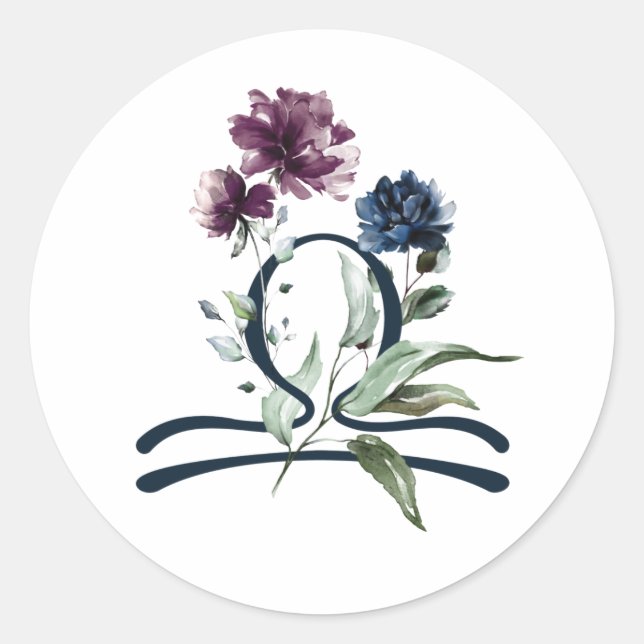 Zodiac Star Sign Libra Classic Round Sticker (Front)