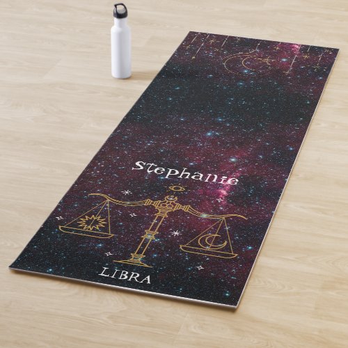 Zodiac Star Sign Libra Monogram Glitter  Yoga Mat