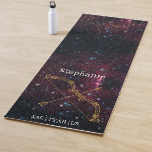 Zodiac Star Sign Sagittarius Monogram Glitter  Yoga Mat