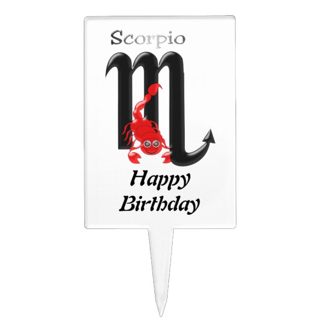 Zodiac Star Sign Scorpio Birthday Cake Topper (Front)
