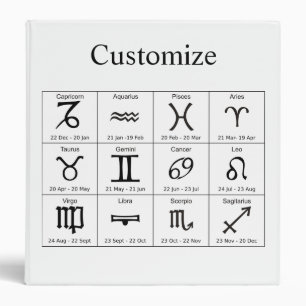 Zodiac Sun Sign Astrology Calendar Thunder_Cove 3 Ring Binder