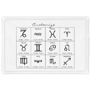 Zodiac Sun Sign Astrology Calendar Thunder_Cove Acrylic Tray