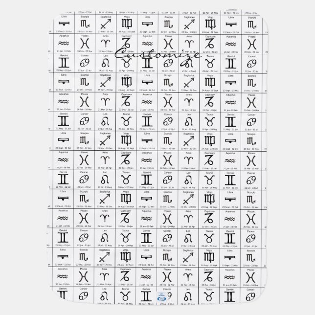 Zodiac Sun Sign Astrology Calendar Thunder_Cove Baby Blanket (Back)