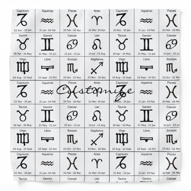 Zodiac Sun Sign Astrology Calendar Thunder_Cove Bandana (Front)