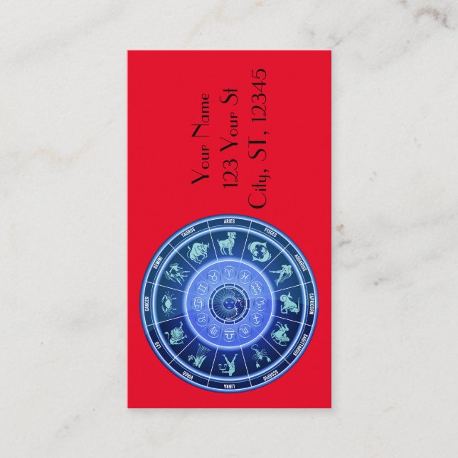 Zodiac Sun Sign Astrology Calendar Thunder_Cove Business Card (Front)