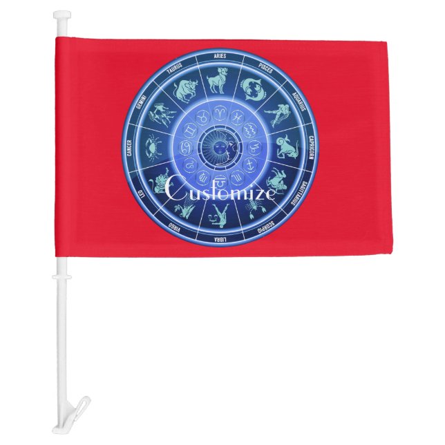 Zodiac Sun Sign Astrology Calendar Thunder_Cove Car Flag (Front)