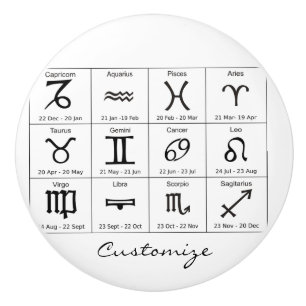 Zodiac Sun Sign Astrology Calendar Thunder_Cove Ceramic Knob