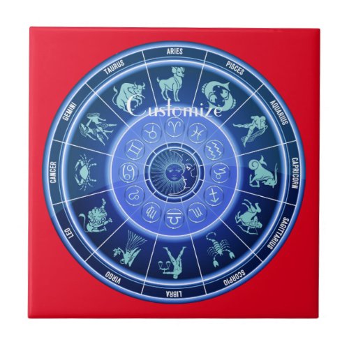 Zodiac Sun Sign Astrology Calendar Thunder_Cove Ceramic Tile