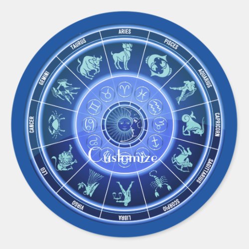 Zodiac Sun Sign Astrology Calendar Thunder_Cove Classic Round Sticker