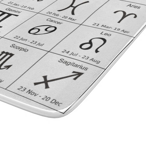 Zodiac Sun Sign Astrology Calendar Thunder_Cove Cutting Board | Zazzle