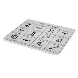 Zodiac Sun Sign Astrology Calendar Thunder_Cove Cutting Board | Zazzle