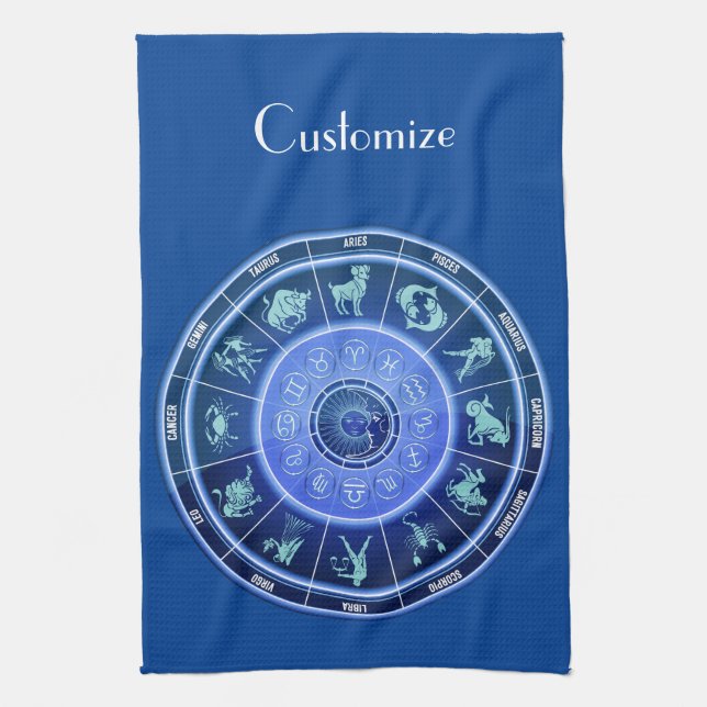 Zodiac Sun Sign Astrology Calendar Thunder_Cove Kitchen Towel (Vertical)