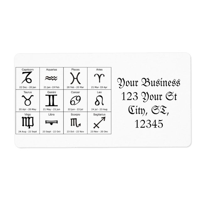 Zodiac Sun Sign Astrology Calendar Thunder_Cove Label (Front)