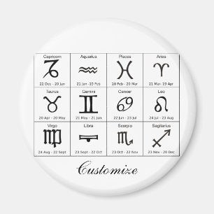 Zodiac Sun Sign Astrology Calendar Thunder_Cove Magnet