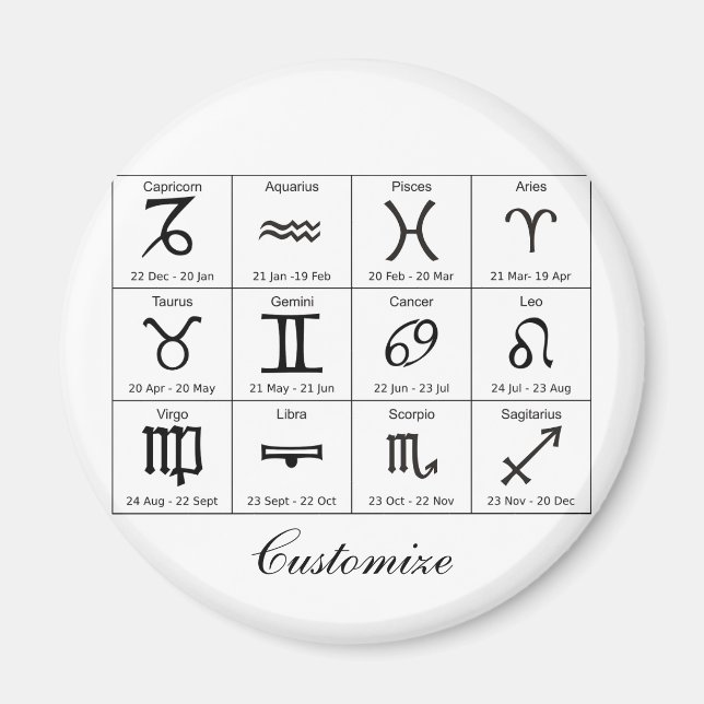 Zodiac Sun Sign Astrology Calendar Thunder_Cove Magnet (Front)