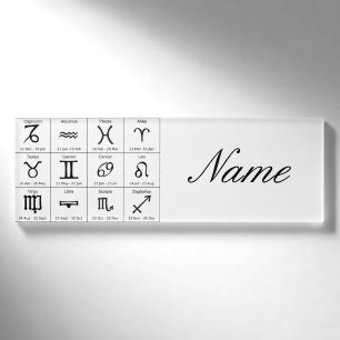 Zodiac Sun Sign Astrology Calendar Thunder_Cove Name Tag