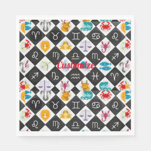 Zodiac Sun Sign Astrology Calendar Thunder_Cove  Napkins