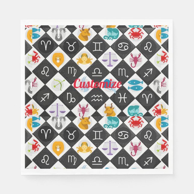 Zodiac Sun Sign Astrology Calendar Thunder_Cove  Napkins (Front)