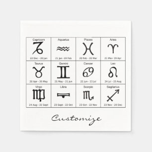 Zodiac Sun Sign Astrology Calendar Thunder_Cove Napkins