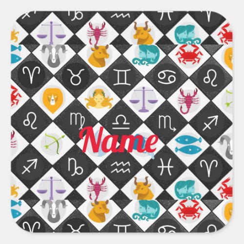 Zodiac Sun Sign Astrology Calendar Thunder_Cove  Square Sticker